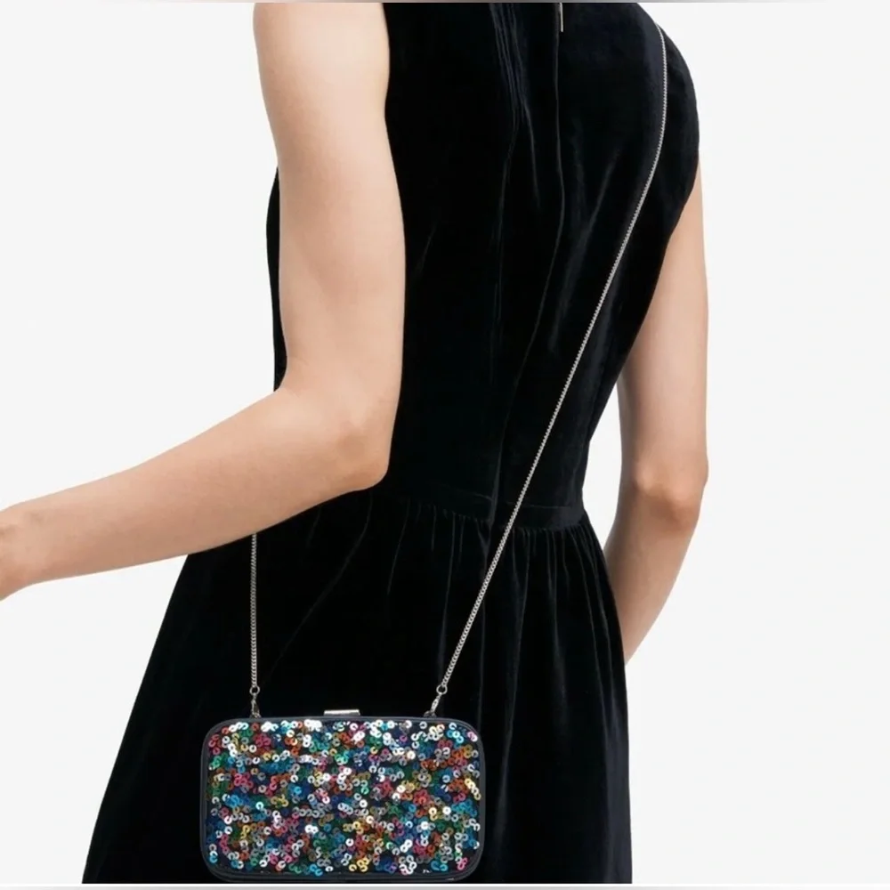 KATE SPADE TONIGHT SEQUINS EMBELLISHED FLUTCH CROSSBODY